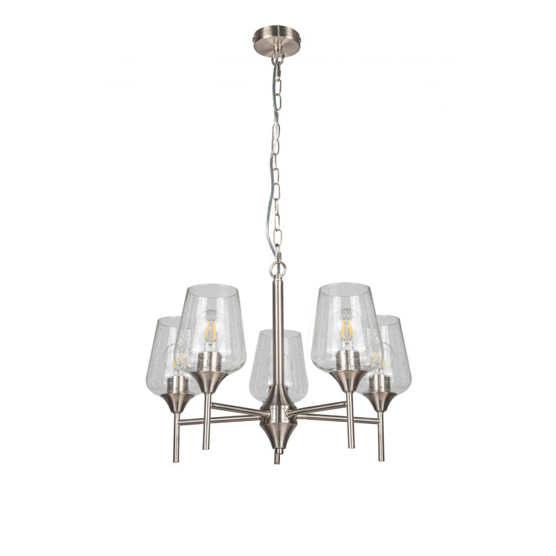 Atifah 3 - Light Shaded Chandelier, 5, Satin/Chrome, 38cm H x 55cm W
