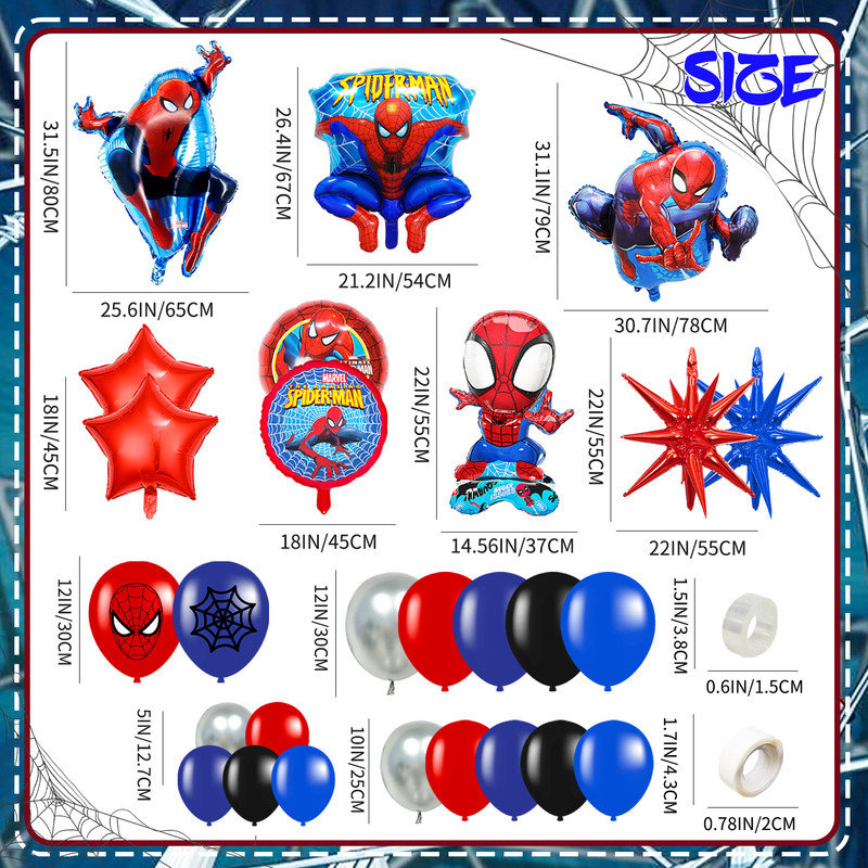 87Pcs Spiderman Balloon Party Decorations, Spiderman Birthday Decorations Balloons Set