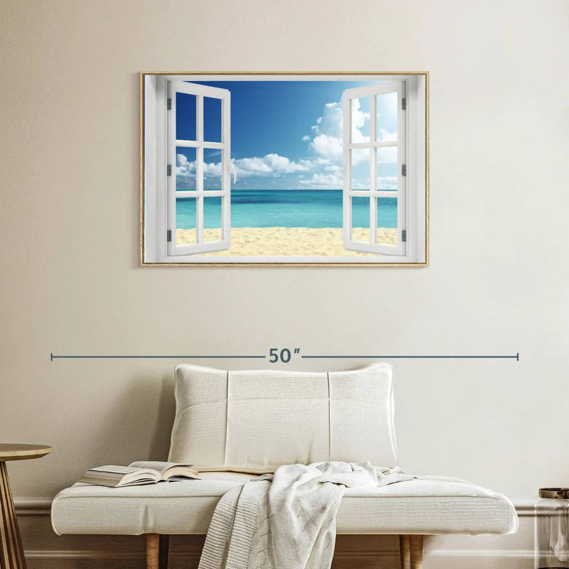 Fenêtre à distance Azemar, Cadre flottant en bois naturel, 37 po x 25 po