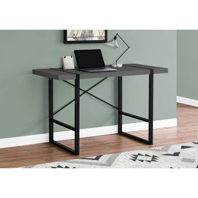 Bureau d'ordinateur 48 po Modern Contemporary Contemporary Office - Bureau en stratifié gris et métal noir | Idée cadeau