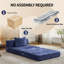 Canapé à compression, canapé-lit à plancher convertible à structure fixe, canapé modulaire à assise simple sans os, sans assemblage requis, tissu chenille, pour chambre à coucher de salon, bleu foncé-999296288