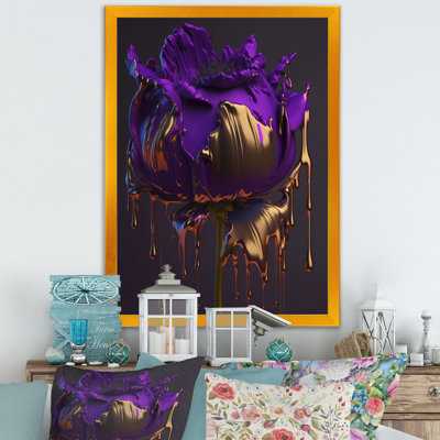 Purple Peony Liquid Gold I - Peonies Wall Art Floral Wall Art Print