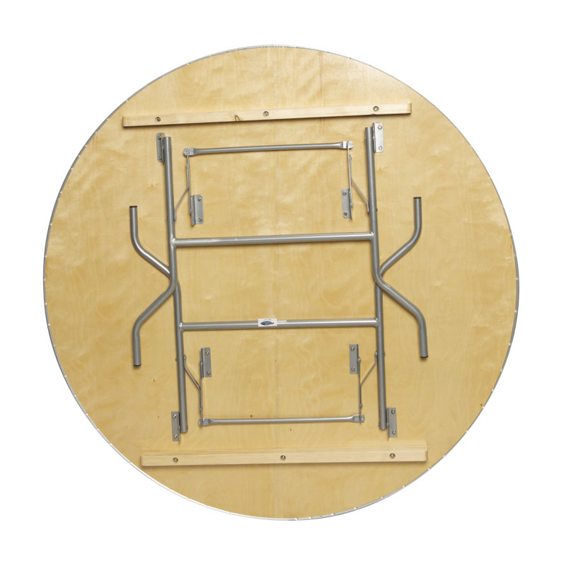 36" Round Birch Wood Banquet Table with Metal Edge