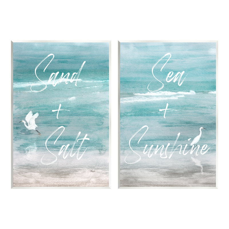 Reproduction d'art sur bois, "Beach côtes" sur toile, par 2 pièces, H 19 po x l 13 po x P 0,5 po