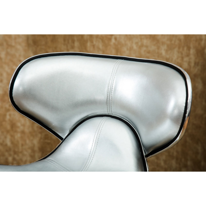 Argent, 2, base ajustable, siège en similicuir avec rembourrage doux, pivotant à 360 degrés, l 17,75 po x P 21,25 po, H 34 po à 42,5 po, réglable de 2