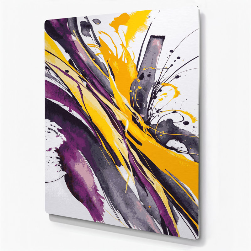 Aquarelle abstraite 83, art mural en métal mauve, H 36 po x l 24 po