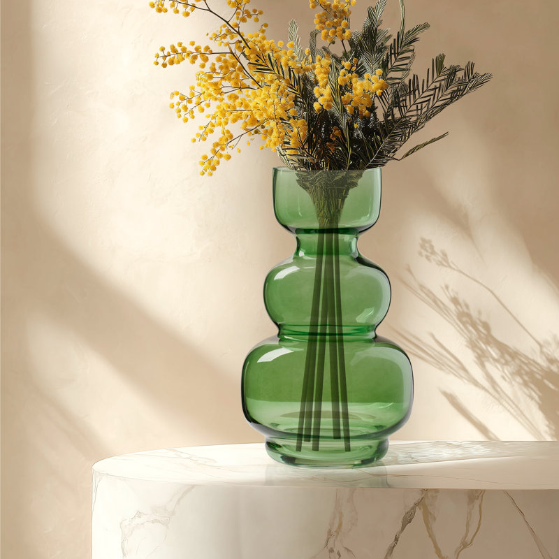 Grand vase de table en verre vert 9,5 "Luciel, H 9,5 po x l 5,75 po x P 5,75 po, Vert