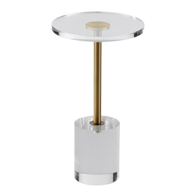 Table d'appoint ronde en acrylique transparent, plateau de 30 x 30 cm, hauteur de 54 cm, idéale pour les collations, le salon, la chambre ou le bureau. Table d'appoint en acrylique avec base solide, parfaite pour les boissons, les amuse-gueules et le café.