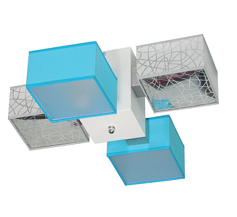 Miranda Semi Flush Mount, Light Brown, Blue and silver