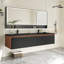 Meuble-lavabo double 72 po avec plateau en résine-117167517