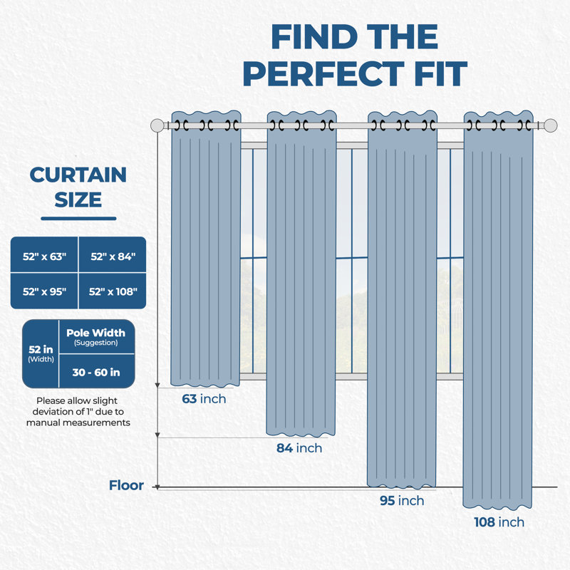 Panneau de rideau obscurcissant moderne unie Bertrand, L 52 po x L 108 po, Wisteria