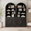 Bibliothèque haute cintrée avec portes à tiroirs et tablettes ajustables pour différents espaces-283496605