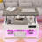  Folding Lifting Coffee Table, 4-In-1 Convertible Table With RGB Light And Type-G Outlets, Light Oak And White