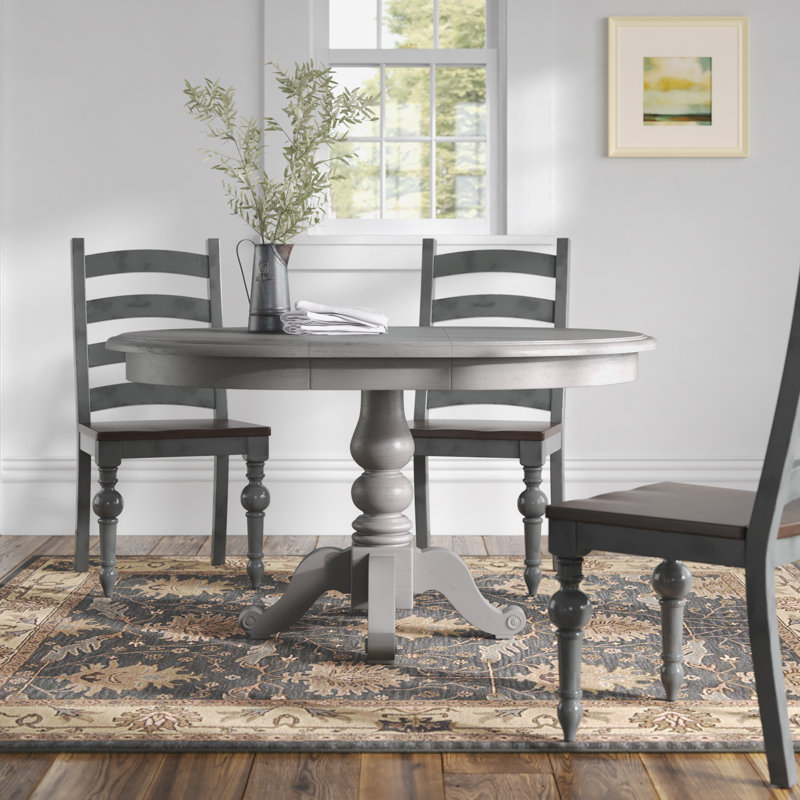 Alantae Extendable Solid Wood Dining Table, Dove Gray