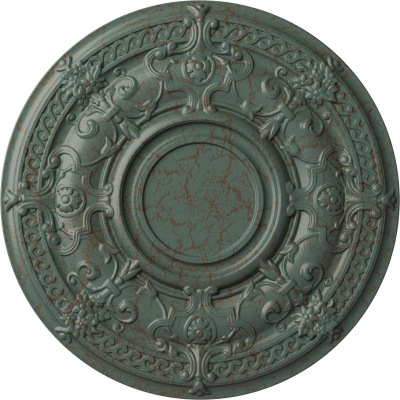 Endurathane Dauphine Ceiling Medallion, 33 7/8"OD x 1 3/8"P (Fits Canopies up to 13 1/4"), Hand-Painted Cloud Burst Crackle Finish