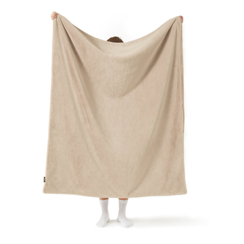 XL Beige Double-Sided Faux Fur Throw Blanket