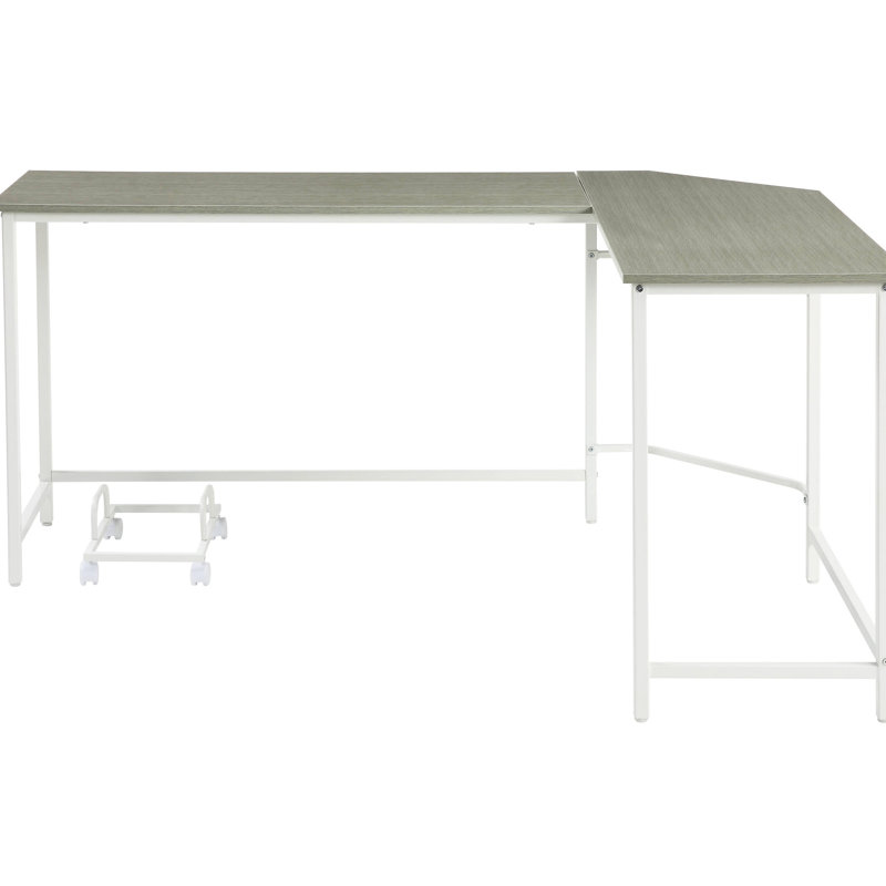 Bureau moderne en forme de L en blanc gris, maximisant l'espace de bureau et la galvanisation