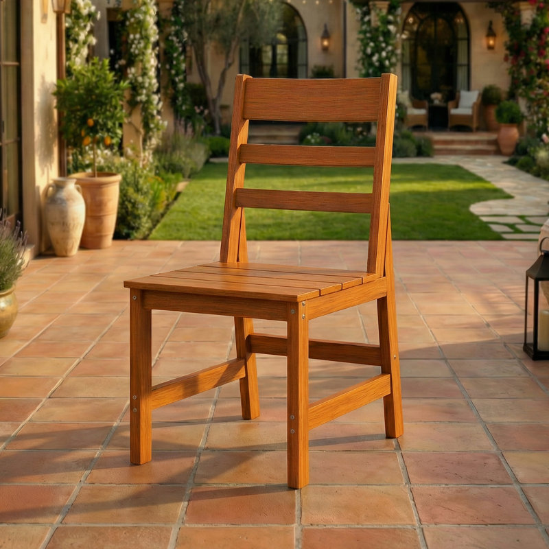 Ensemble de 2 fauteuils de salle à manger d'extérieur toutes saisons, chaises de patio d'aspect teck avec structure en aluminium