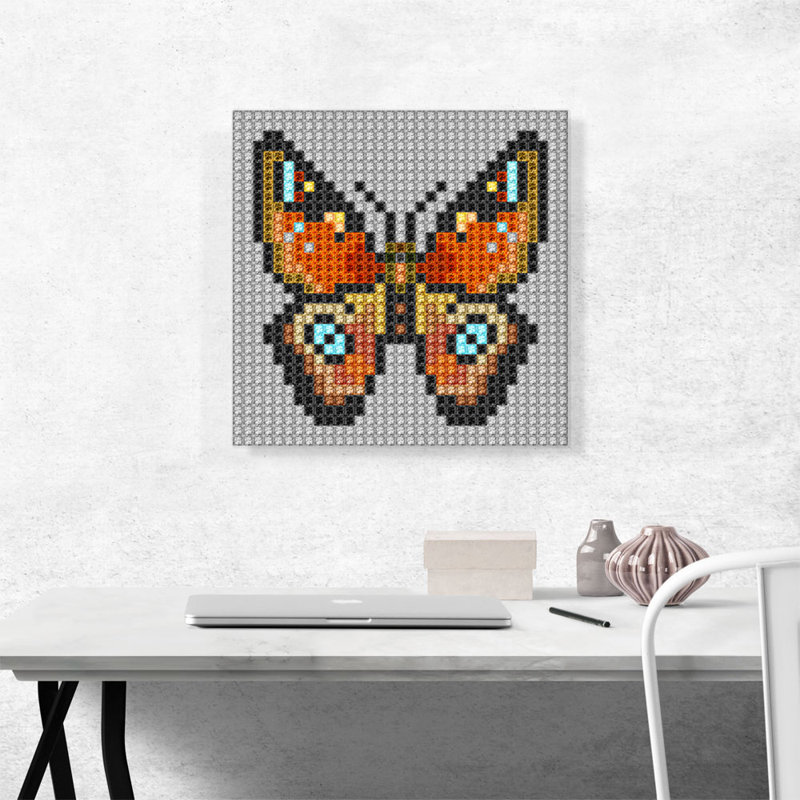 «Brown Butterfly Wings Jewel Pixel», impression sur toile tendue, H 18 po x l 18 po x P 0,75 po