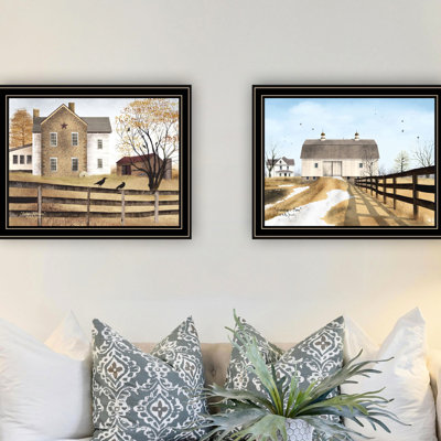 Rehaussez votre décor avec 4U, art mural de grange de grand-père 2, impression d'automne après-midi encadrée