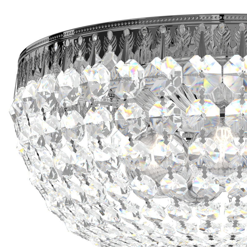 Petit 5 - Light Flush Mount, Polished Silver, Heritage Crystal