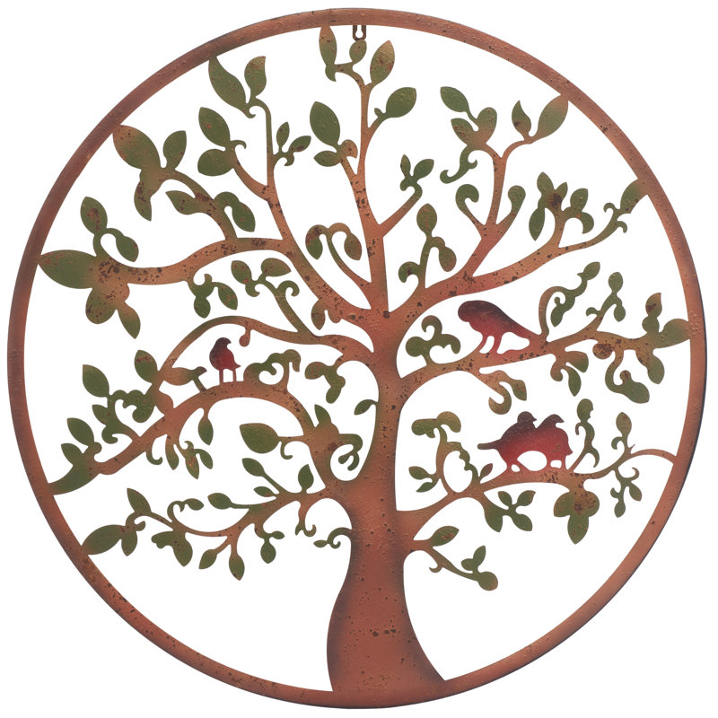 Décoration murale arbre de vie Akhaï, rouille, H 31,5 po x l 31,5 po x P 0,25 po