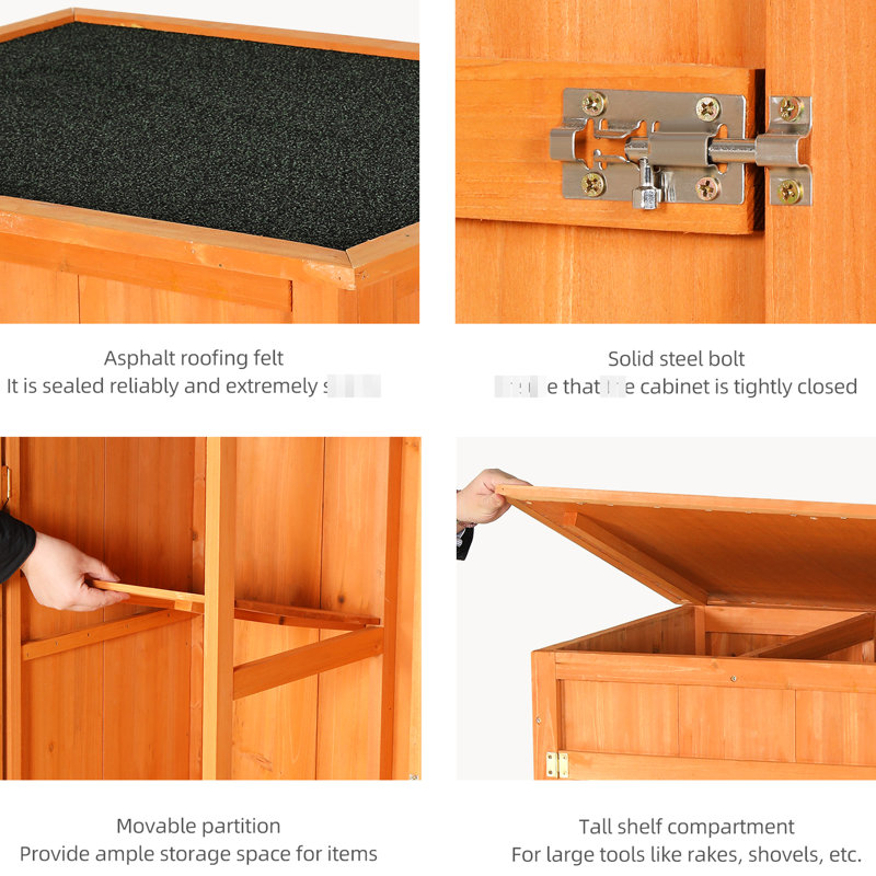 Jaune, armoire de rangement extérieure, toit plat, porte verrouillable, rangement pour piscine et pelouse, remise de rangement facile à installer, toit, porte, imperméable, pour terrasse, utilisation multifonctionnelle