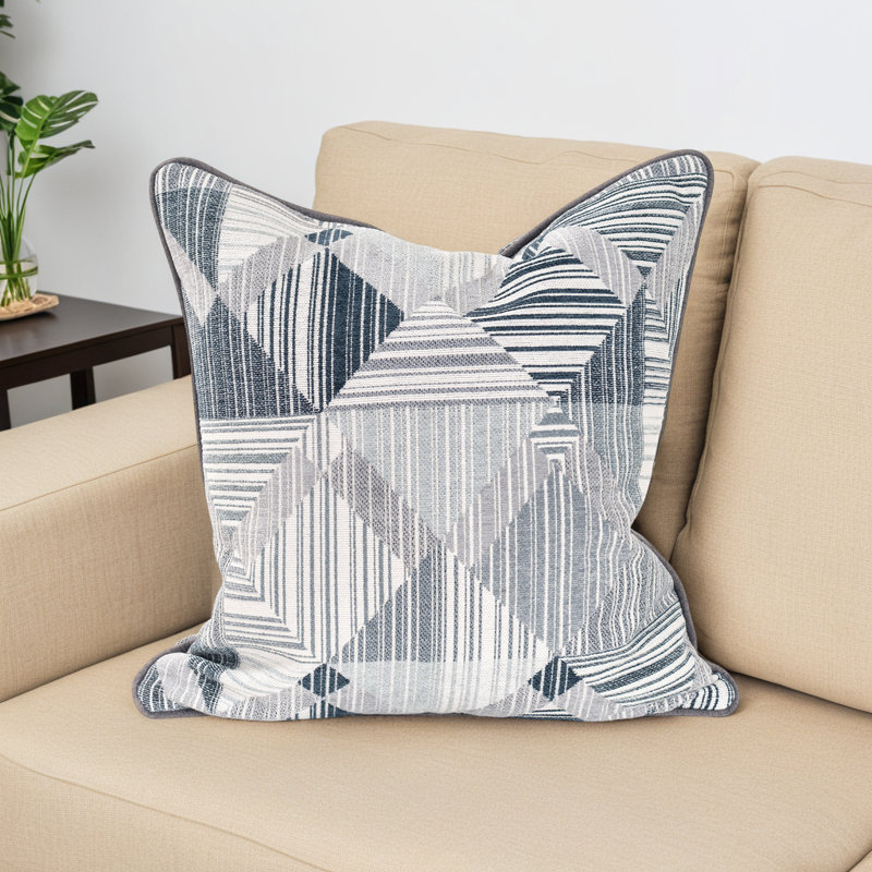Oreiller en polyester 24 x 24 Prisma, Bleu/gris, Polyester, Carré 24 po