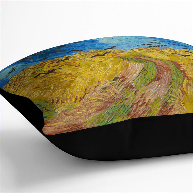 Wheatfield with Crows Scatter Cushion, 55cm H x 55cm W x 20cm D, Black