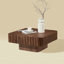 Table basse moderne à tambour avec base piédestal robuste et finition brune, carré de 35,43 pouces