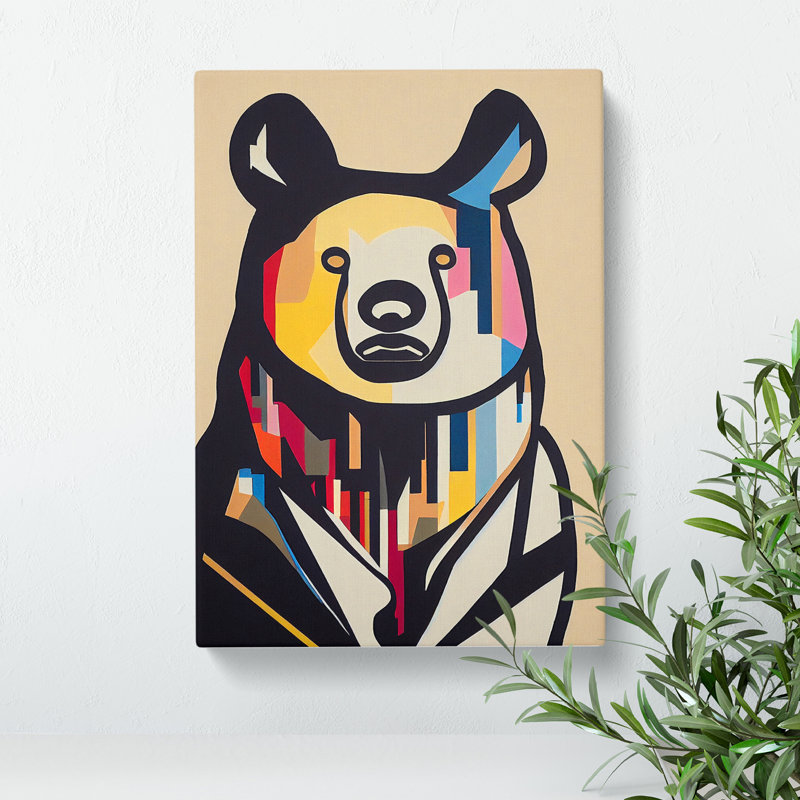 Abstract Bear - Wrapped Canvas Print, 50cm H x 35cm W x 3cm D