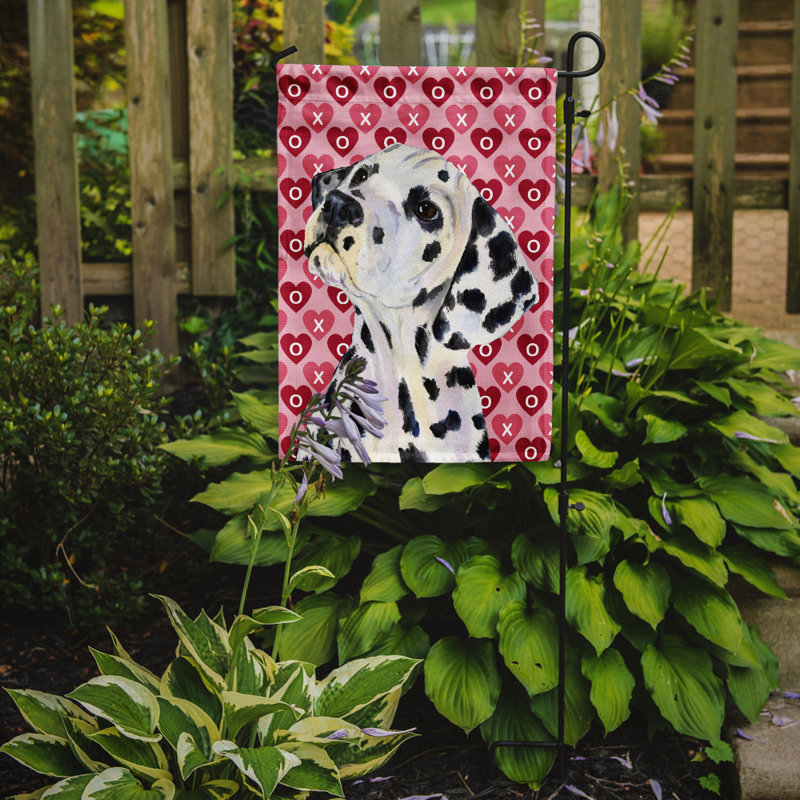 Drapeau de jardin à 2 côtés Avariella Cooper Love and Hearts, Dalmatien (blanc et noir)