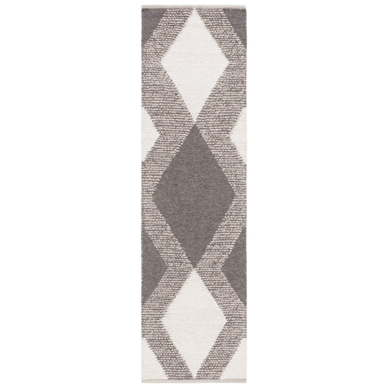 Charvik Geometric Handmade Area Rug in Ivory/Beige, Runner 2'3" x 8'
