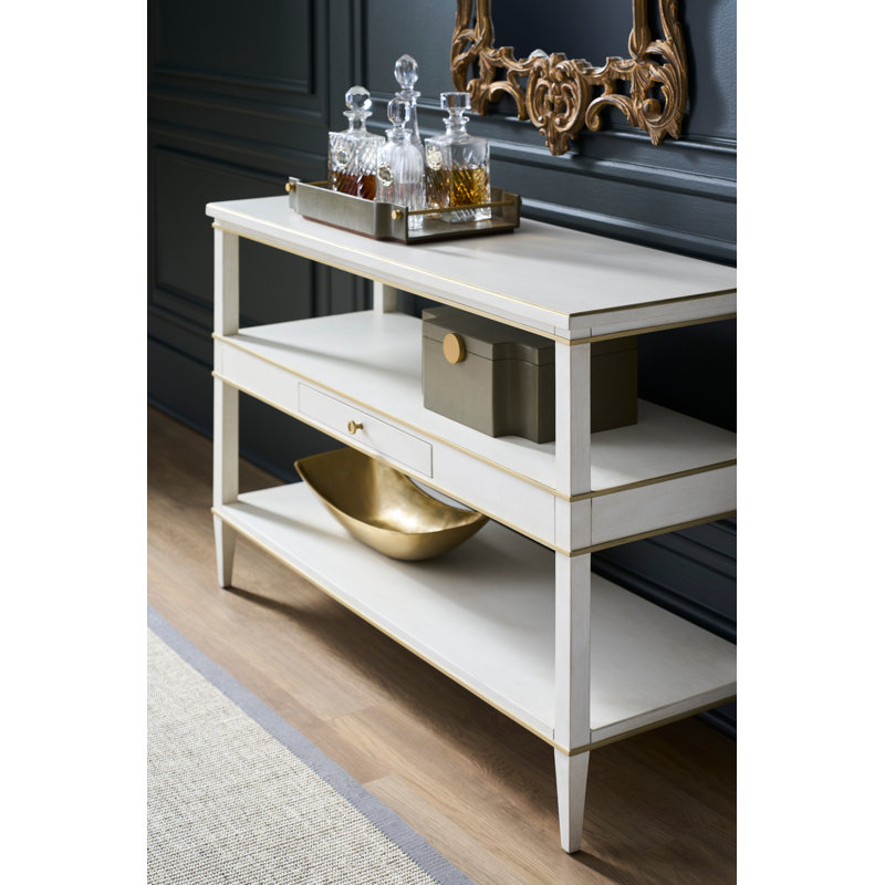 Camille Console Table, Linen/Antique Pewter