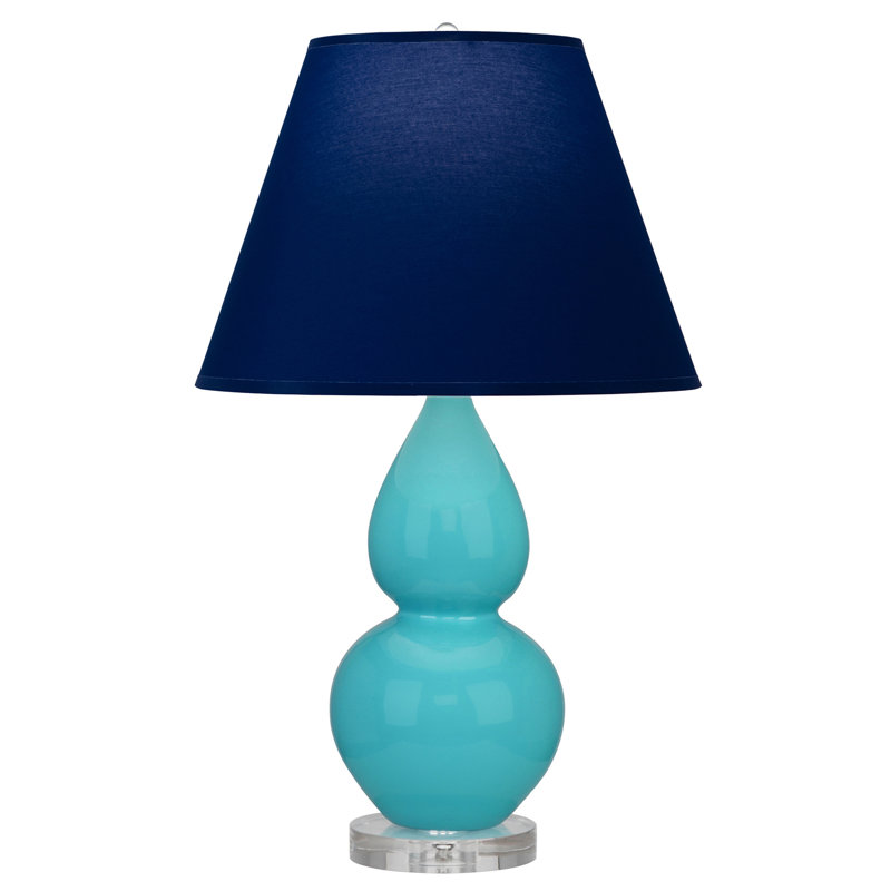 Small Double Gourd Accent Lamp, Egg Blue, Navy/Grey