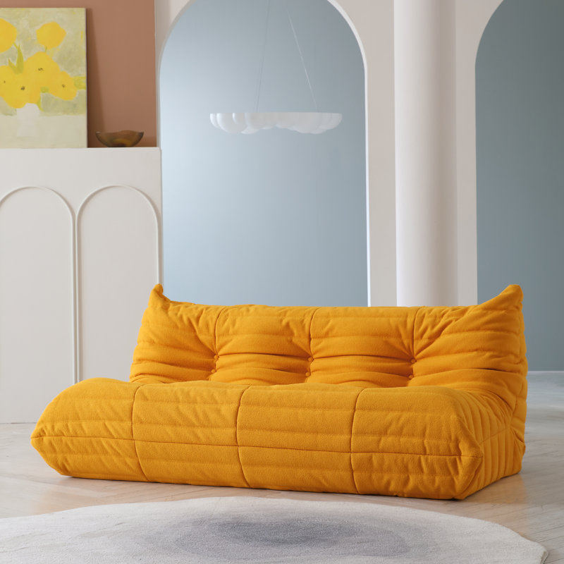 Chaise longue en velours, Jaune
