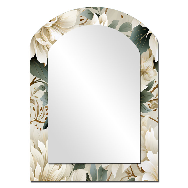Motif subtil de mandalas Ii Boho - Miroir mural arche blanche, 34 po x 25 po