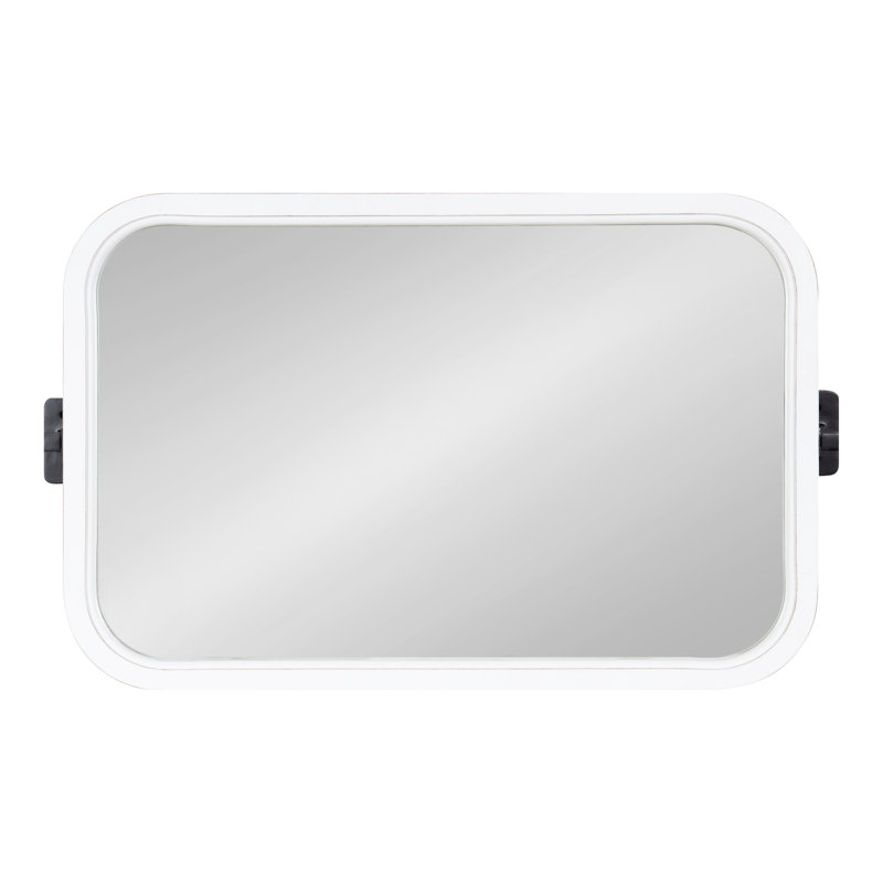 Collin Solid Wood Flat Mirror, White, 20" x 30"