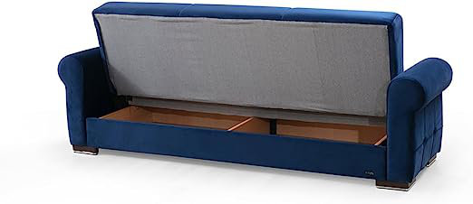 Canapé-lit convertible en tissu Iliyank , Mélange de polyester bleu marine