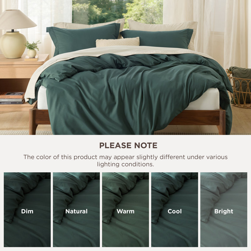 Bedsure Forest Green Duvet Cover Queen Size - Soft Double Brushed Bedding Set for Kids & Adults（Set of 3）, Forest Green