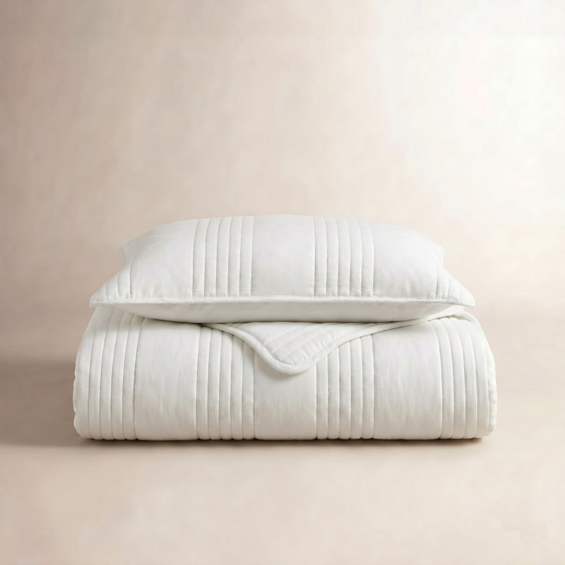 Ensemble de courtepointe 100% coton Grimshaw, Courtepointe pour lit simple + 1 taie décorative, Blanc