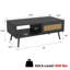 Table basse moderne en rotin avec portes coulissantes, 3 compartiments de rangement, pieds en bois massif, centre de rangement compact pour condos-1377685220