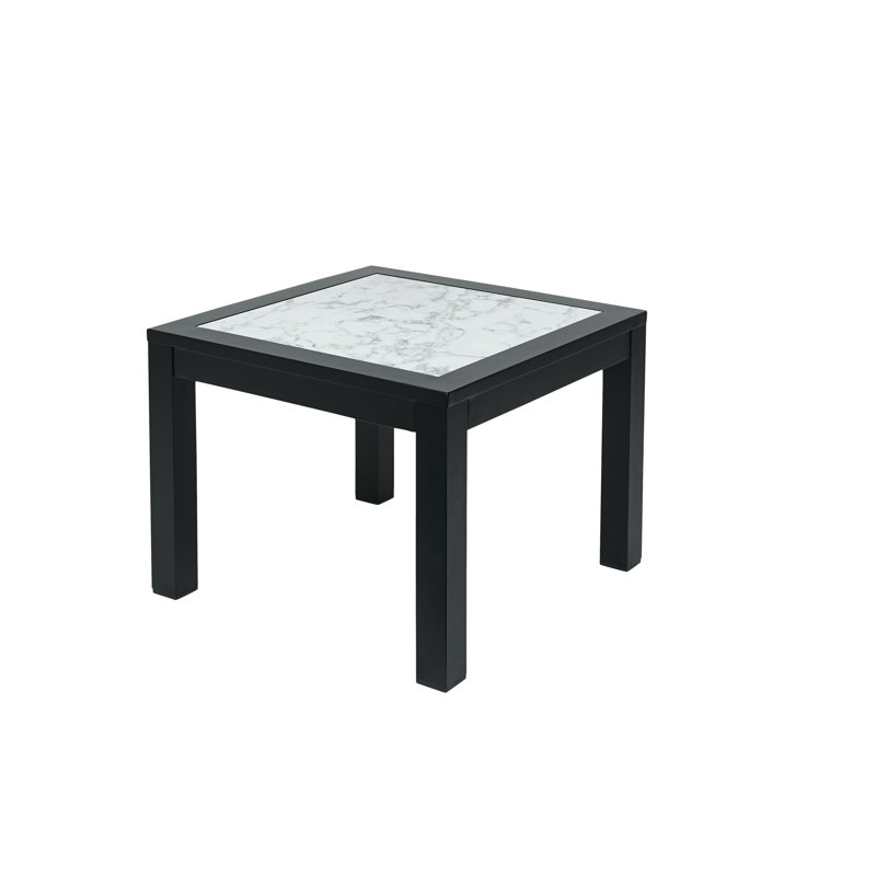 Belmar Inlay End Table, Carrara, Black