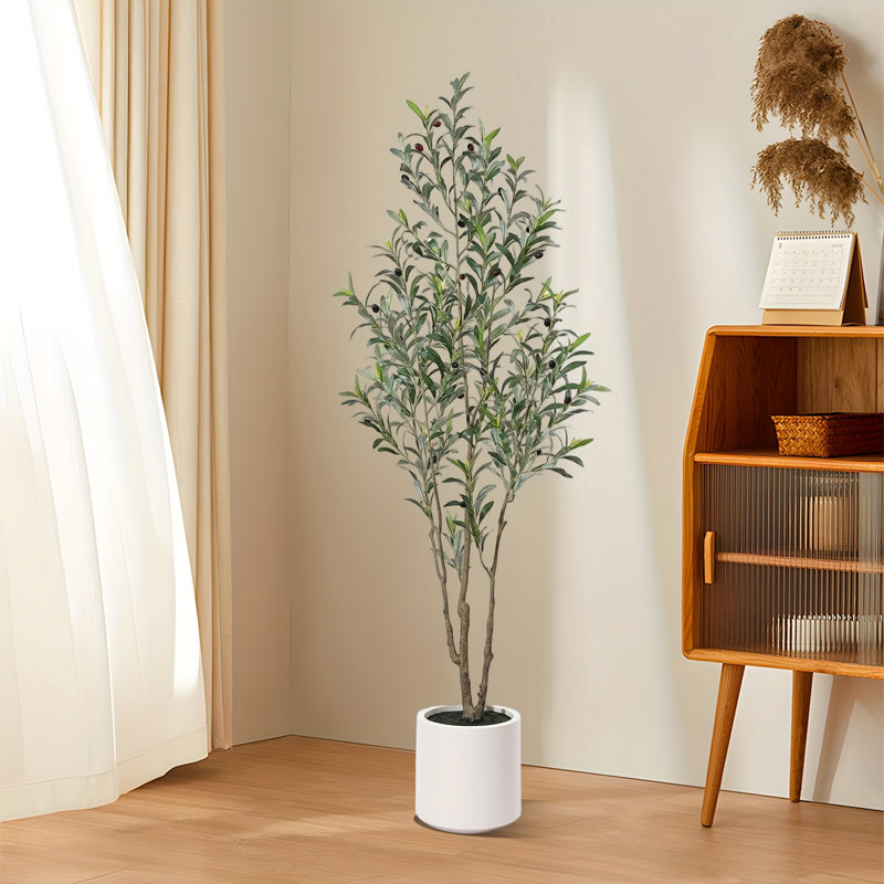 Pot à fleurs artificiel d'intérieur 6 pi Olive, 6 pi