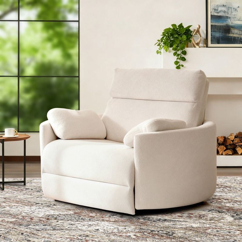 Oversized 54" Chenille Power Recliner with USB and Type-C Ports, Beige