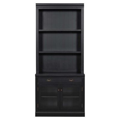 83.4"Tall Bookshelf, Modern Bookcase With 2 Glass Doors And 1 Drawer,Storage Bookcase With Open Shelves For Living Room,Home Office