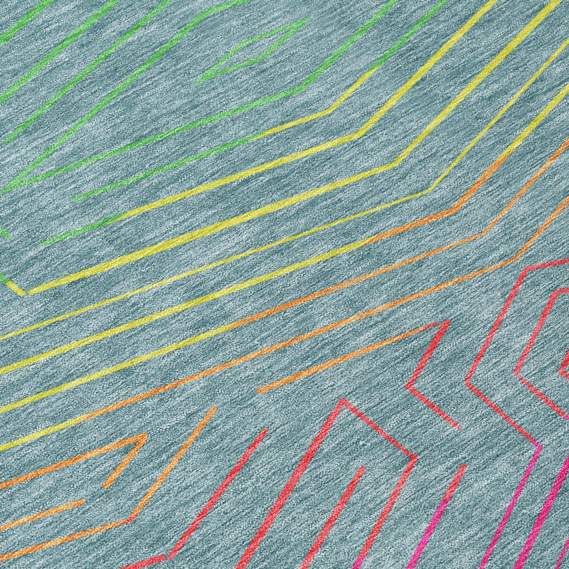 Tapis intérieur / extérieur lavable à la machine pour enfants ACN2830, Sarcelle, 8 pi x 10 pi