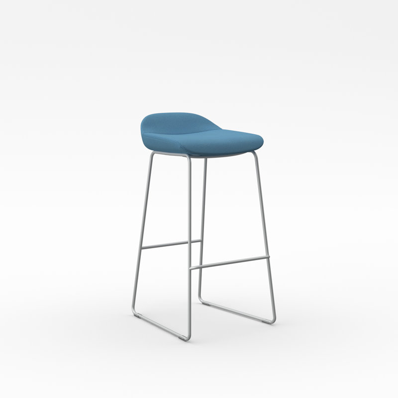Tabouret Lilly , Argent, Polyester bleu électrique, Tabouret de bar (siège d'une hauteur de 30 po)