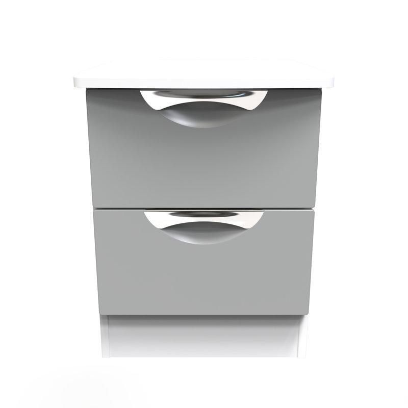 Fully Assembled Lebay 2 DrawerÂ Bedside Table, White, Grey