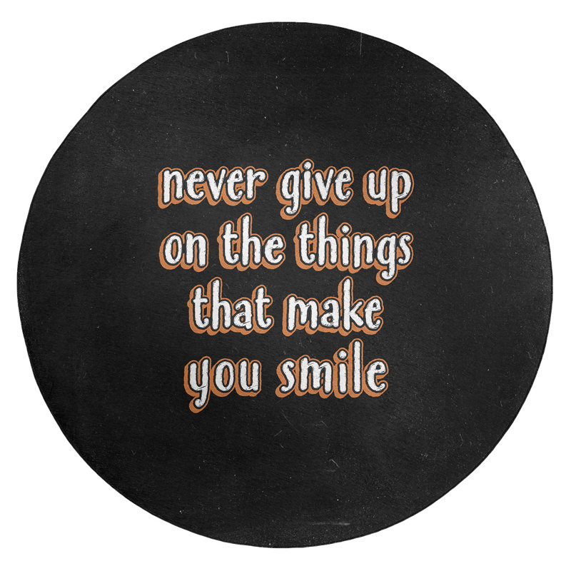 Tapis en chenille de polyester Quotes Joy & Perseverance, Rond 5 pi